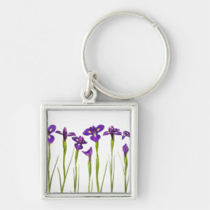 Purple Irises - Iris Flower Customised Template Key Ring