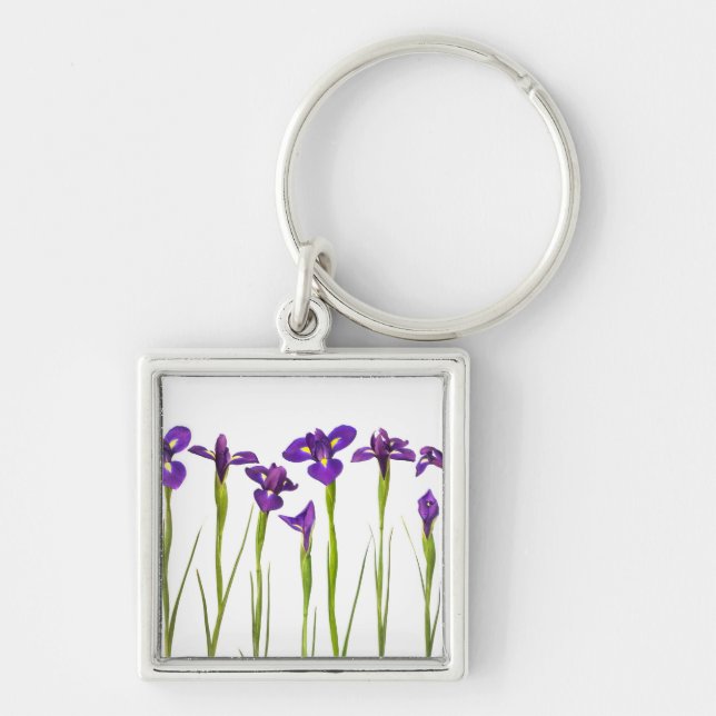 Purple Irises - Iris Flower Customised Template Key Ring (Front)