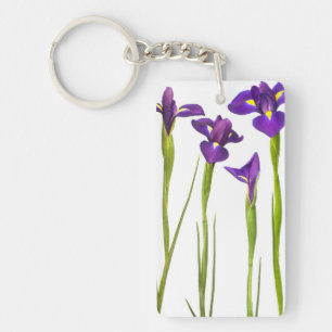 Purple Irises - Iris Flower Customised Template Key Ring