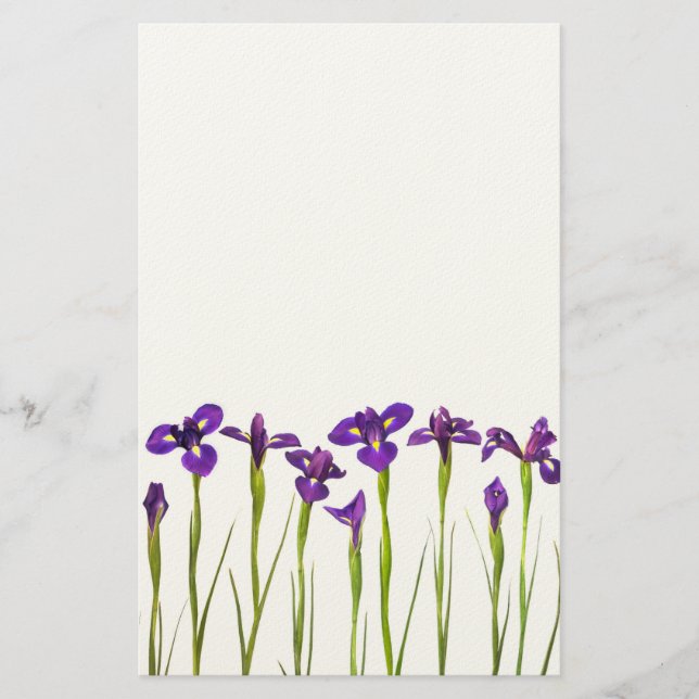Purple Irises - Iris Flower Customised Template Stationery (Front)