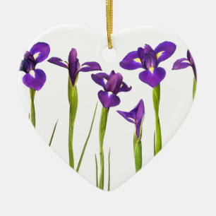 Purple irises isolated on a white background ceramic ornament