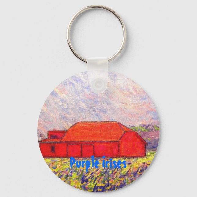 Purple Irises Key Ring (Front)