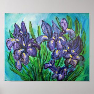 Purple Irises Modern Art Painting Poster Prints