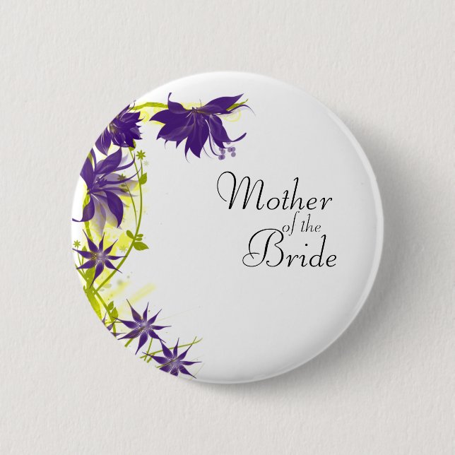 Purple Island Wedding Flowers Mother of the Bride 6 Cm Round Badge (Front)