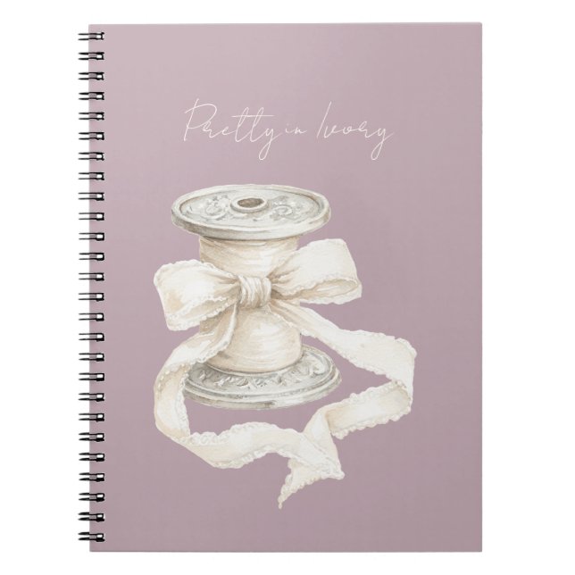 Purple Ivory Ribbon Notebook (Front)