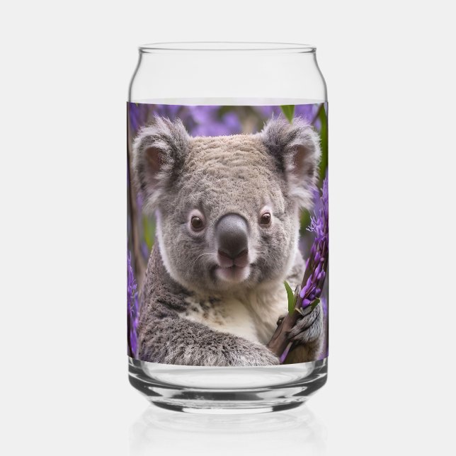 Purple Jacaranda Koala Bear, Can Glass (Front)