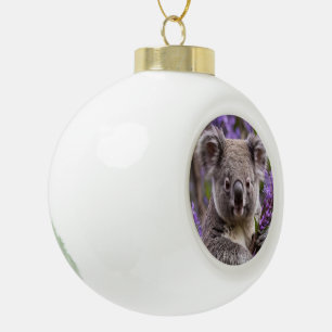 Purple Jacaranda Koala Bear, Ceramic Ball Christmas Ornament