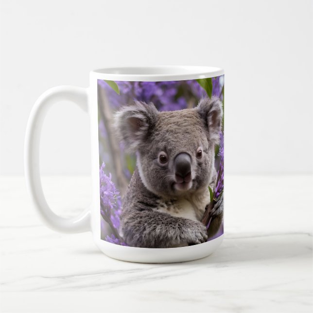 Purple Jacaranda Koala Bear, Coffee Mug (Left)
