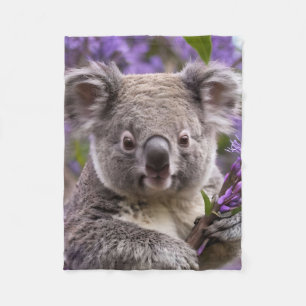 Purple Jacaranda Koala Bear, Fleece Blanket