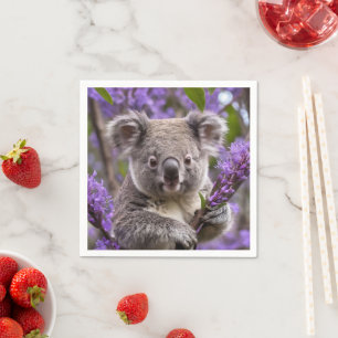 Purple Jacaranda Koala Bear, Napkin