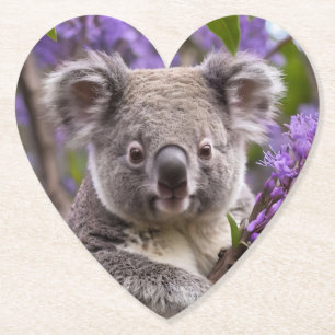 Purple Jacaranda Koala Bear, Paper Coaster