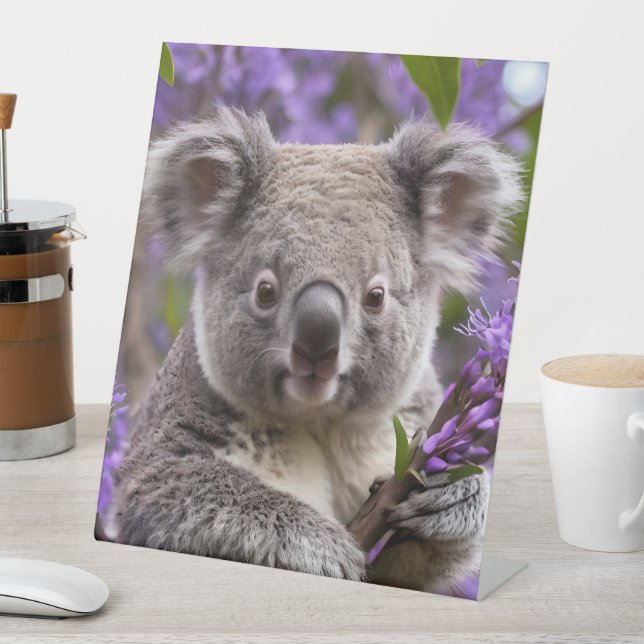 Purple Jacaranda Koala Bear, Pedestal Sign (In SItu)