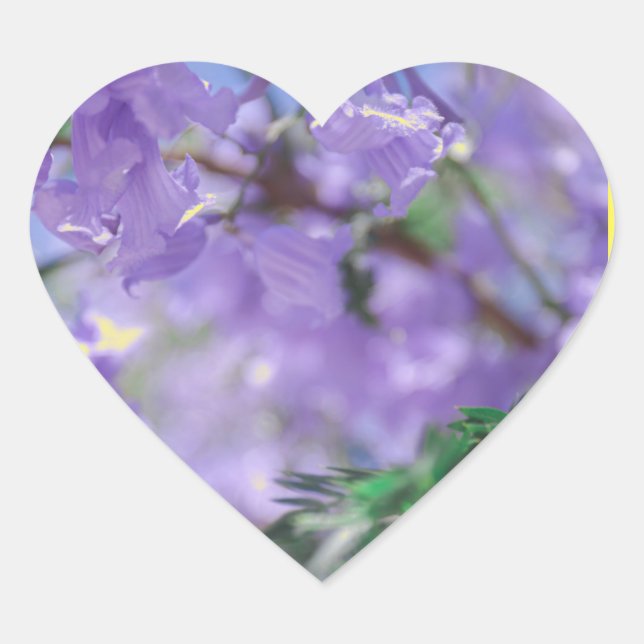 Purple Jacaranda Tree Flowers Heart Sticker (Front)