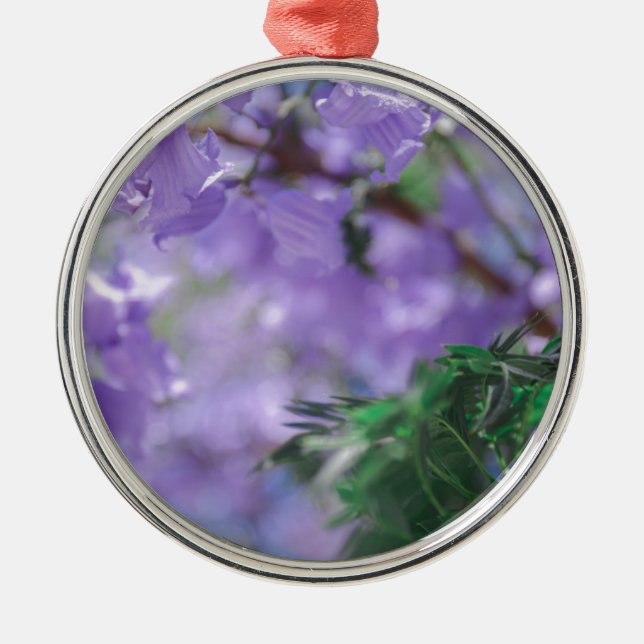 Purple Jacaranda Tree Flowers Metal Ornament (Front)