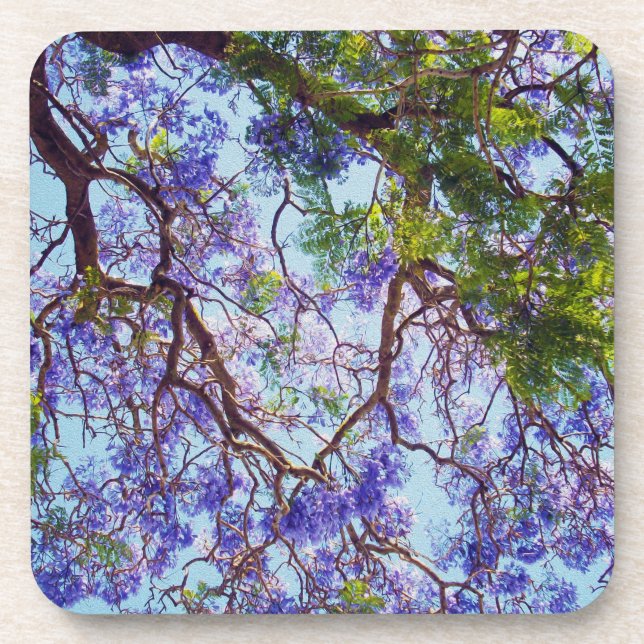 Purple Jacaranda Tree Oil Paint, Coaster (Front)
