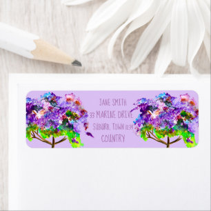 Purple Jacaranda tree watercolor art Return Address Label