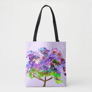Purple Jacaranda tree watercolor fine art Tote Bag