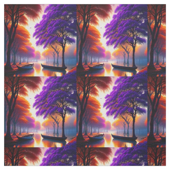 Purple Jacaranda Trees On The River, Fabric (Swatch)