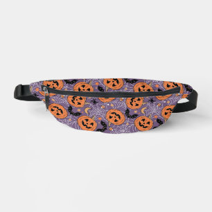 Purple Jack-O-Lantern Halloween Pattern Bum Bags