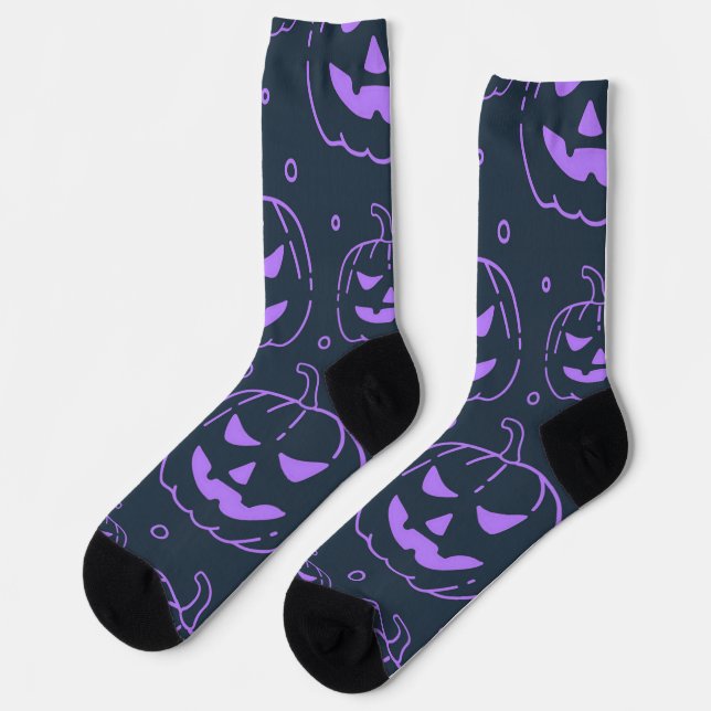 Purple Jack-o-Lantern Socks (Left)
