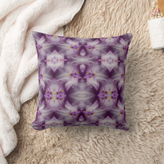 Purple Japanese Iris Flower Abstract   Cushion (Blanket)