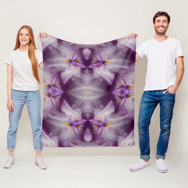 Purple Japanese Iris Flower Abstract  Fleece Blanket (In Situ)
