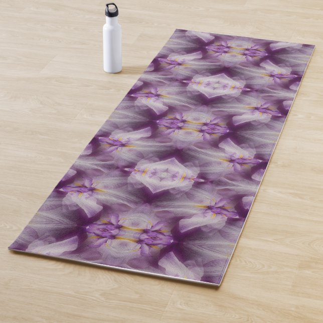 Purple Japanese Iris Flower Abstract  Yoga Mat (In Situ)