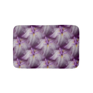 Purple Japanese Iris Flower Pattern Bath Mat