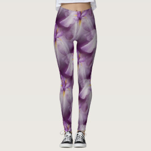 Purple Japanese Iris Flower Pattern Leggings
