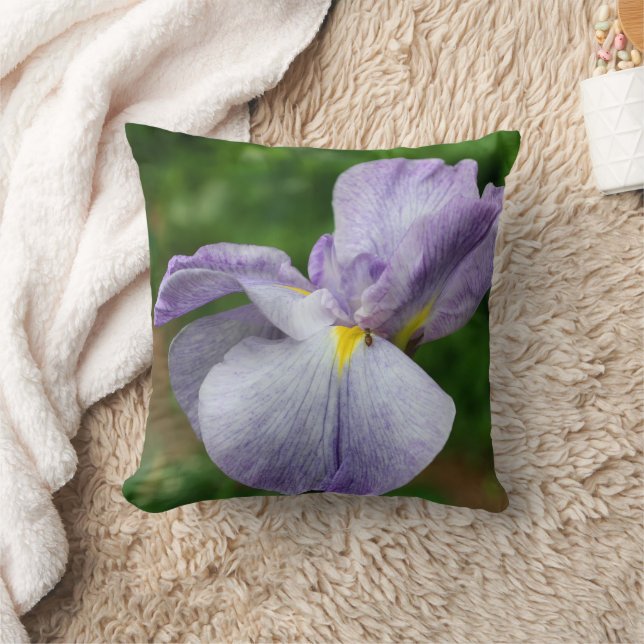 Purple Japanese Iris Flower Unfolding   Cushion (Blanket)