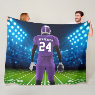 Purple Jersey Personalised Football Player Fleece Blanket