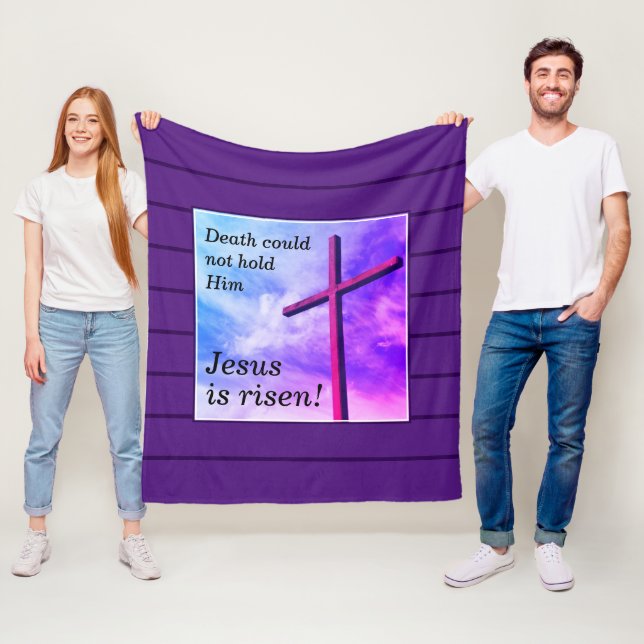 Purple JESUS IS RISEN Easter Fleece Blanket (In Situ)