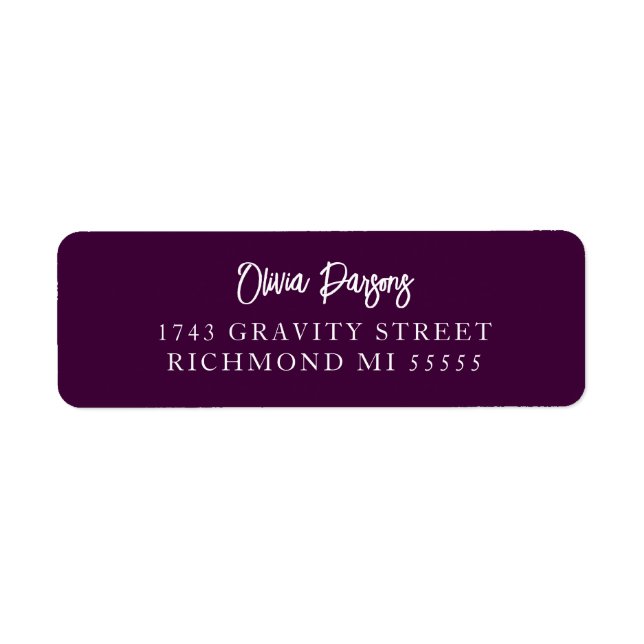 Purple Jewel Modern Hand Lettering Script Address Return Address Label (Front)