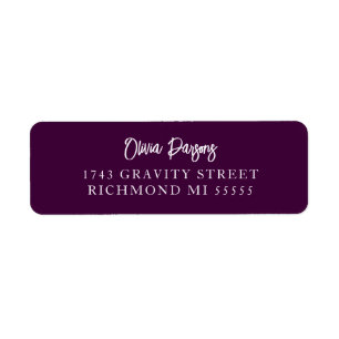 Purple Jewel Modern Hand Lettering Scripted   Return Address Label