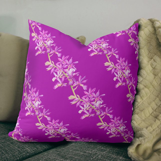 Purple jewel orchid flower watercolor art cushion (Creator Uploaded)
