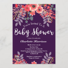 Purple Jewel Tone Watercolor Flowers Baby Shower