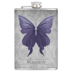 Purple Jewelled Butterfly Flask