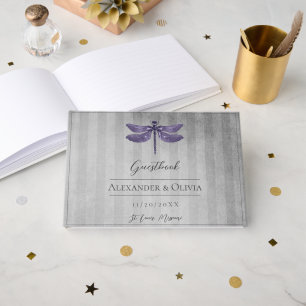 Purple Jewelled Dragonfly Wedding Guest Book