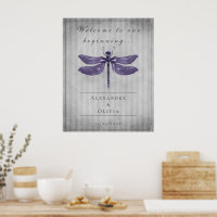 Purple Jewelled Dragonfly Wedding Welcome