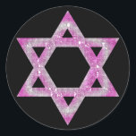 Purple Jewelled Star of David Design Classic Round Sticker<br><div class="desc">a pretty Star of David in a pink/purplish jewelled design... .{graphic by MarloDeeDesigns.com}</div>