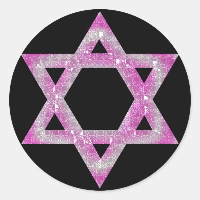 Purple Jewelled Star of David Design Classic Round Sticker (Front)