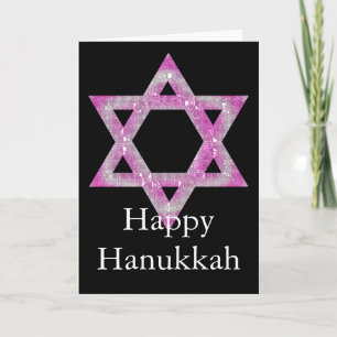 Purple Jewelled Star of David Design Holiday Card