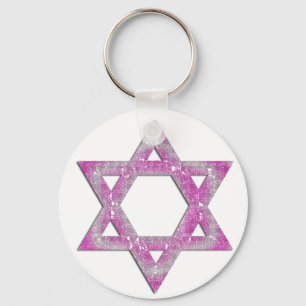 Purple Jewelled Star of David Design Key Ring