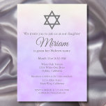 Purple Jewish Baby Naming Ceremony Simchat Bat Invitation<br><div class="desc">Welcome friends and family to celebrate your daughter's special day with our Pink Watercolor Jewish Baby Naming Ceremony Invitation! This charming design features a soft purple watercolor background, creating a warm and inviting atmosphere for the occasion. Adorned with a singular Star of David, this invitation beautifully blends tradition with a...</div>