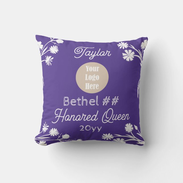 Purple Job's Daughters Honoured Queen Keepsake Gif Cushion (Front)