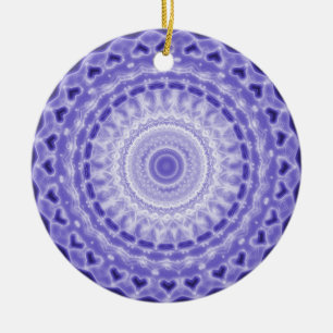 Purple Joy Mandala Kaleidoscope Pattern Ceramic Tree Decoration