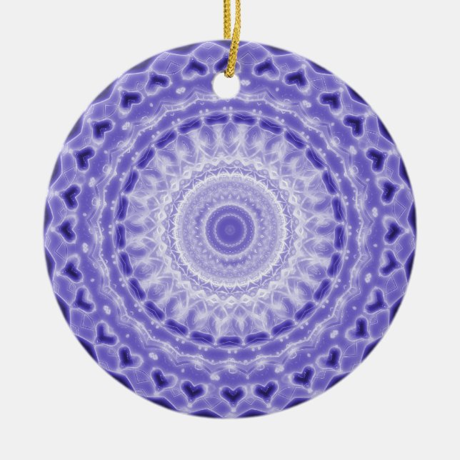 Purple Joy Mandala Kaleidoscope Pattern Ceramic Tree Decoration (Front)