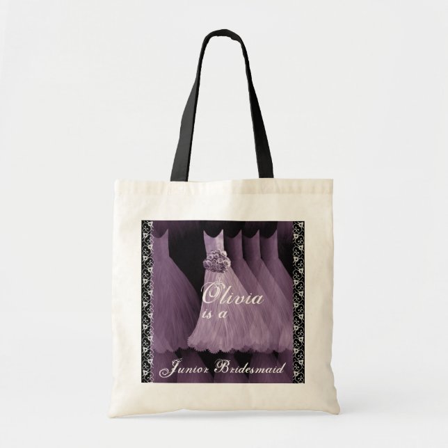 PURPLE Junior Bridesmaid Cotton Tote Bag (Front)