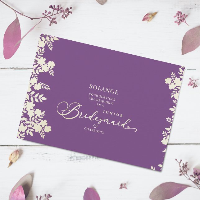Purple Junior Bridesmaid Proposal Botanical Frame (Creator Uploaded)