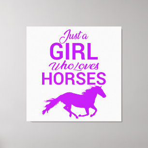 Purple Just A Girl Who Loves Horses Canvas Print